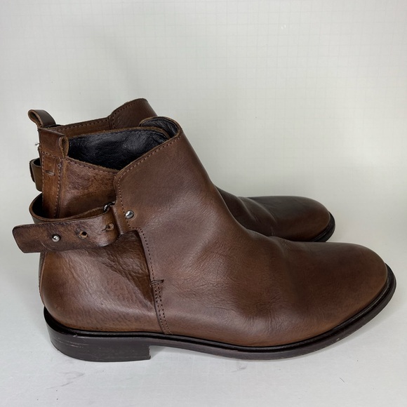 Nicole Farhi Ankle Boots Men Size 45 US 12 Brown Leather Strap made In Italy
